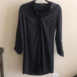 Black satin material shirt dress